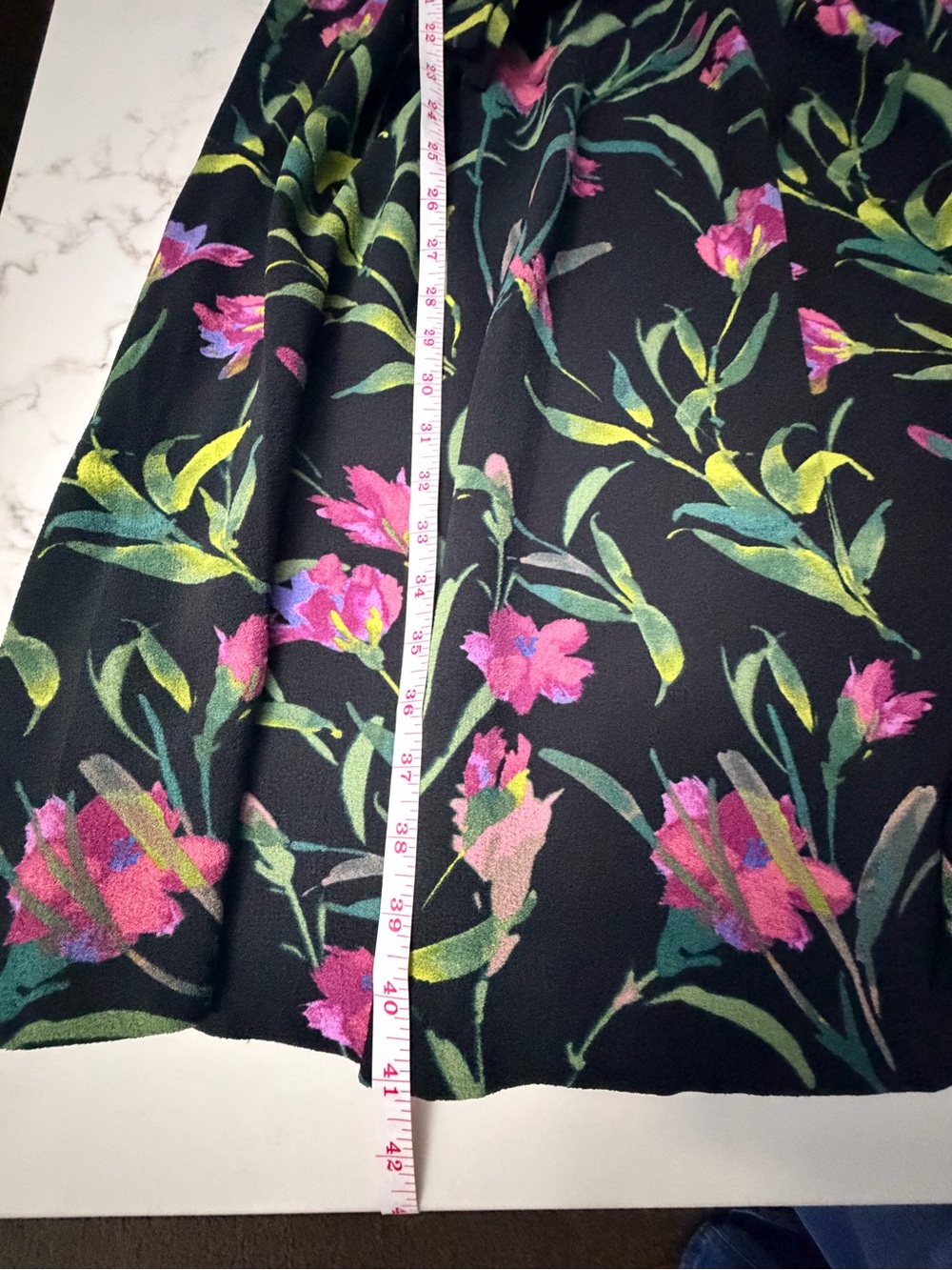 Elle Black Floral Tie-Waist Midi Dress with Pink & Green Print - Picture 10 of 12